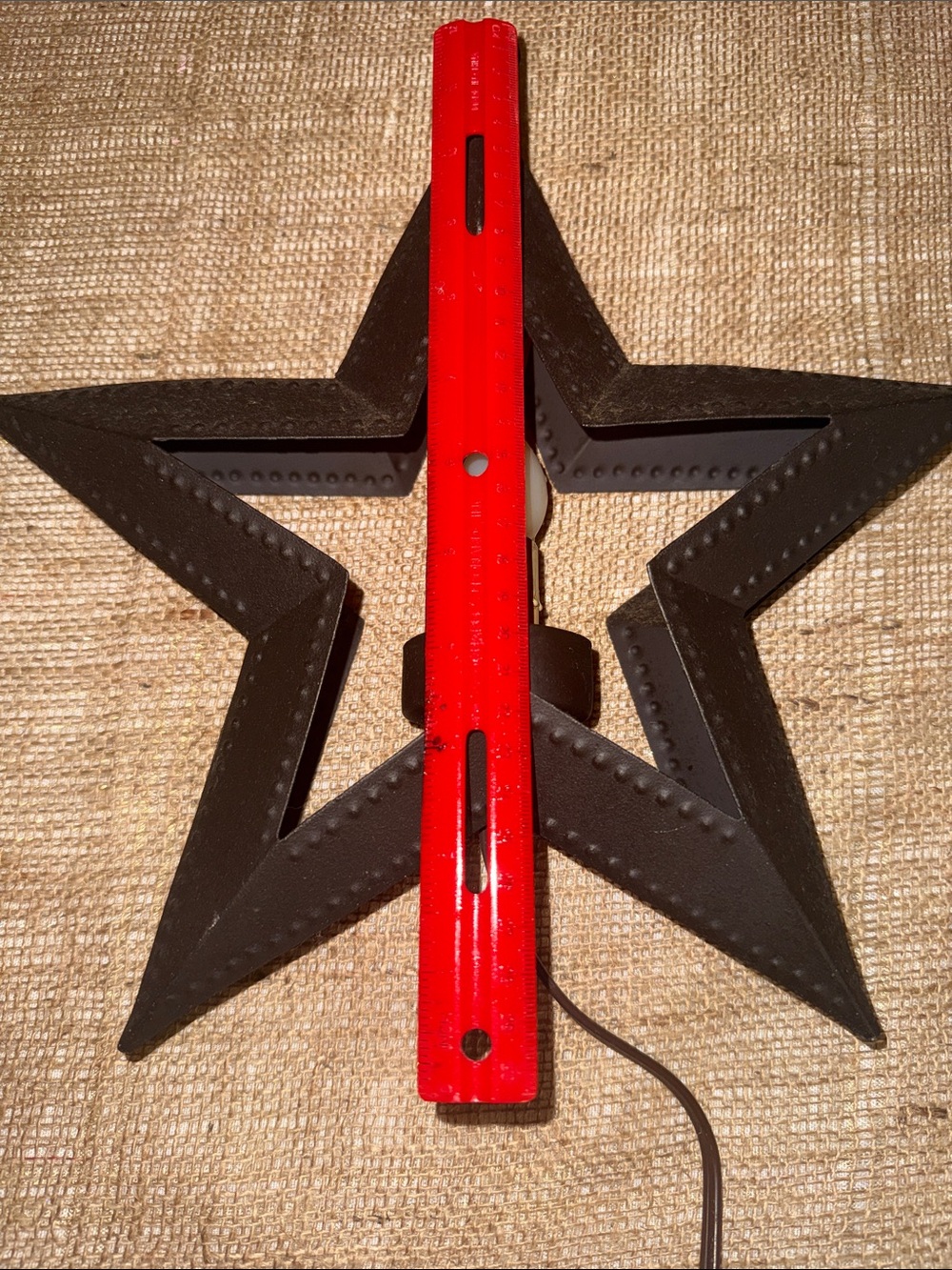 Matte Brown Metal Star Wall Sconce - Folk Art Accent - Picture 5 of 6